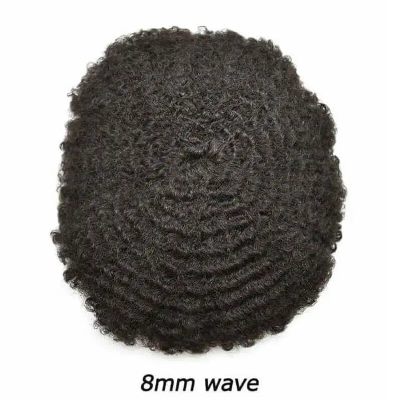 4mm Wave Afro Human Hair Wigs for Men Thin Skin Curly Male Toupee Human Hair PU 0.14cm Man's Wigs Capillary With Knots Natural