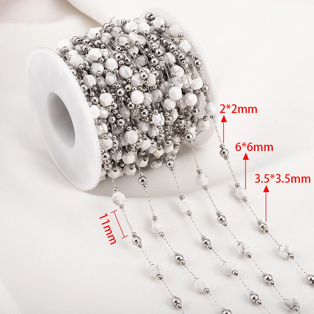 0.5 Meter 1 Meter Stainless Steel Irregular Stone Beaded Chain for DIY Boho Necklaces Handmade Bracelets Jewelry Making Supplies