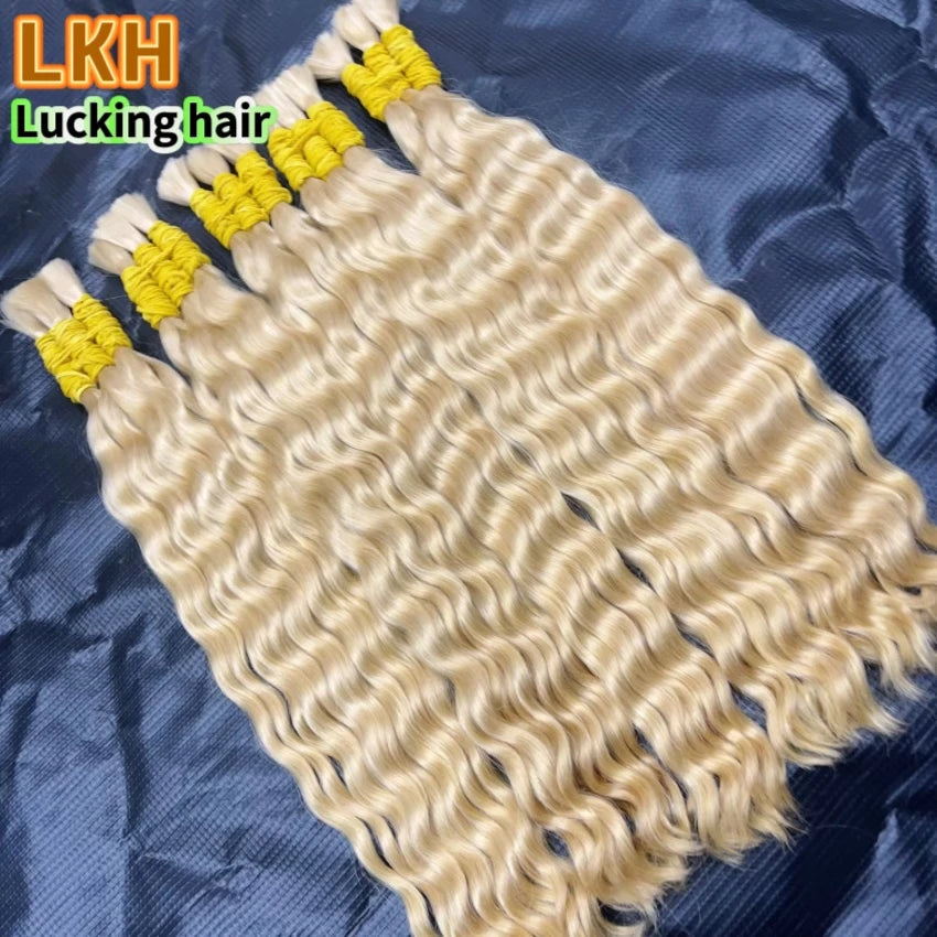 Cuticle Aligned Loose Deep Wave Bulk Human Hair For Braiding Unprocessed No Weft Raw Indian Bundles Human Hair Bulk Extensions
