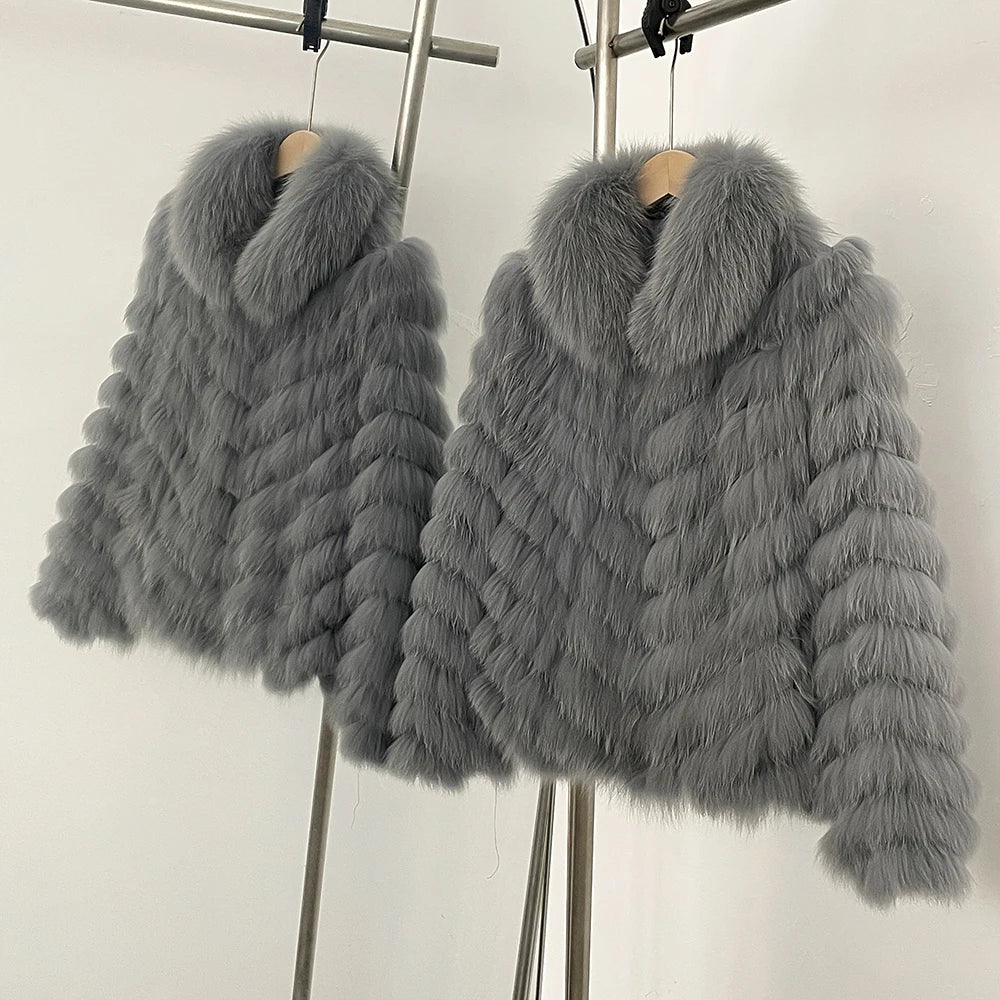 Reality Fur Coat Clothes for Women Real Fur Coat Winter Autumn Fox Fur Jacket Fashion Warm Long Sleeve Streetwear Lady New Style