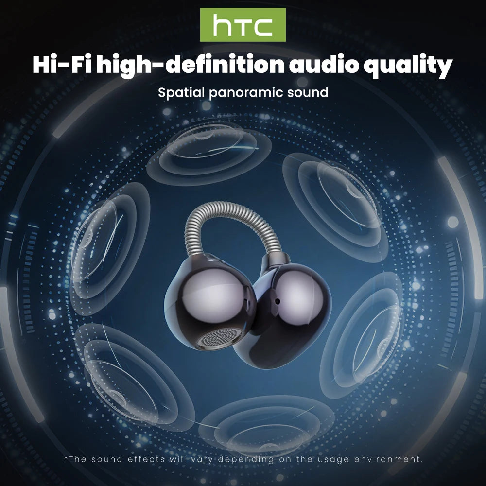 HTC Wireless Bluetooth Headphones With Microphone NE67 Earclip AI Translator Earphones  Sports Game Earbuds MP3 High Quality