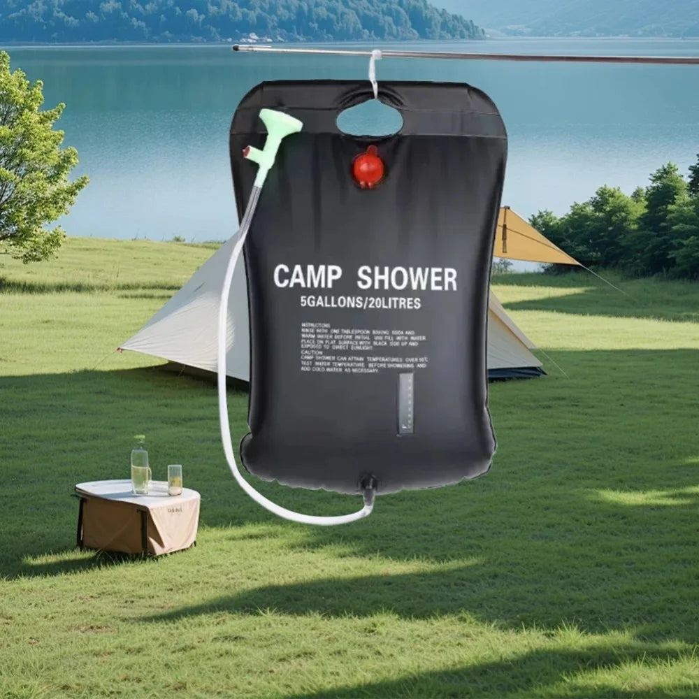 20L Portable Solar Heating Camping Shower Bag Foldable Water Bag for Outdoor Camping Beach Swimming Traveling Hiking Backpacking