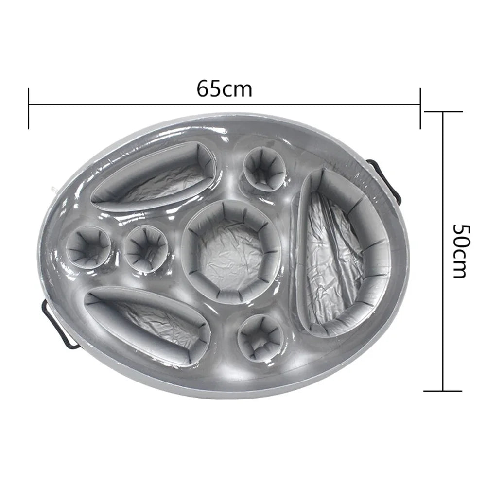 Inflatable Swimming Pool Beer Table Cooler Floating Bar Tray Pool Mattress Water Food Beverage Holder Swimming Accessory