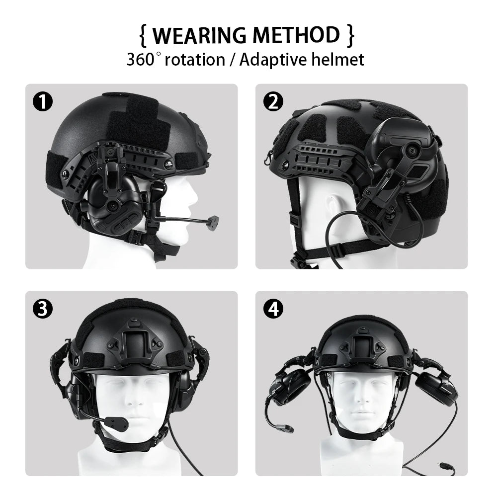 BOOIU Tactical Bluetooth Headset Electronic Outdoor Shooting Airsoft Earmuffs Hearing Protector Headphone with Headphone Stand