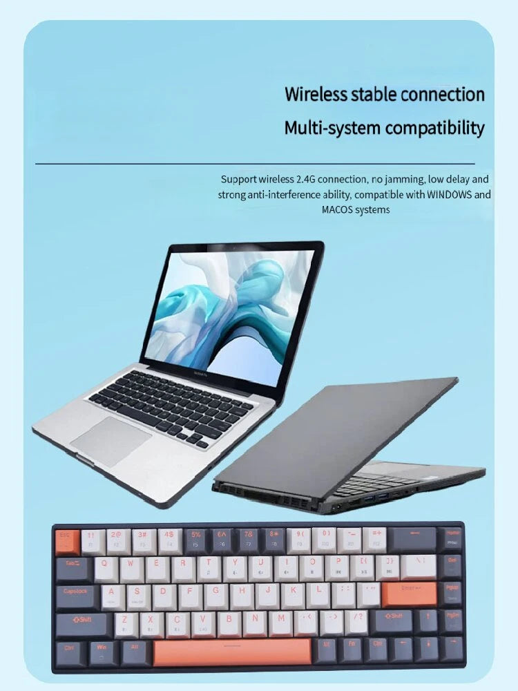 New hot-selling wireless game keyboard, comfortable feel, battery-powered, infinitely stable link, multi-system compatibility.