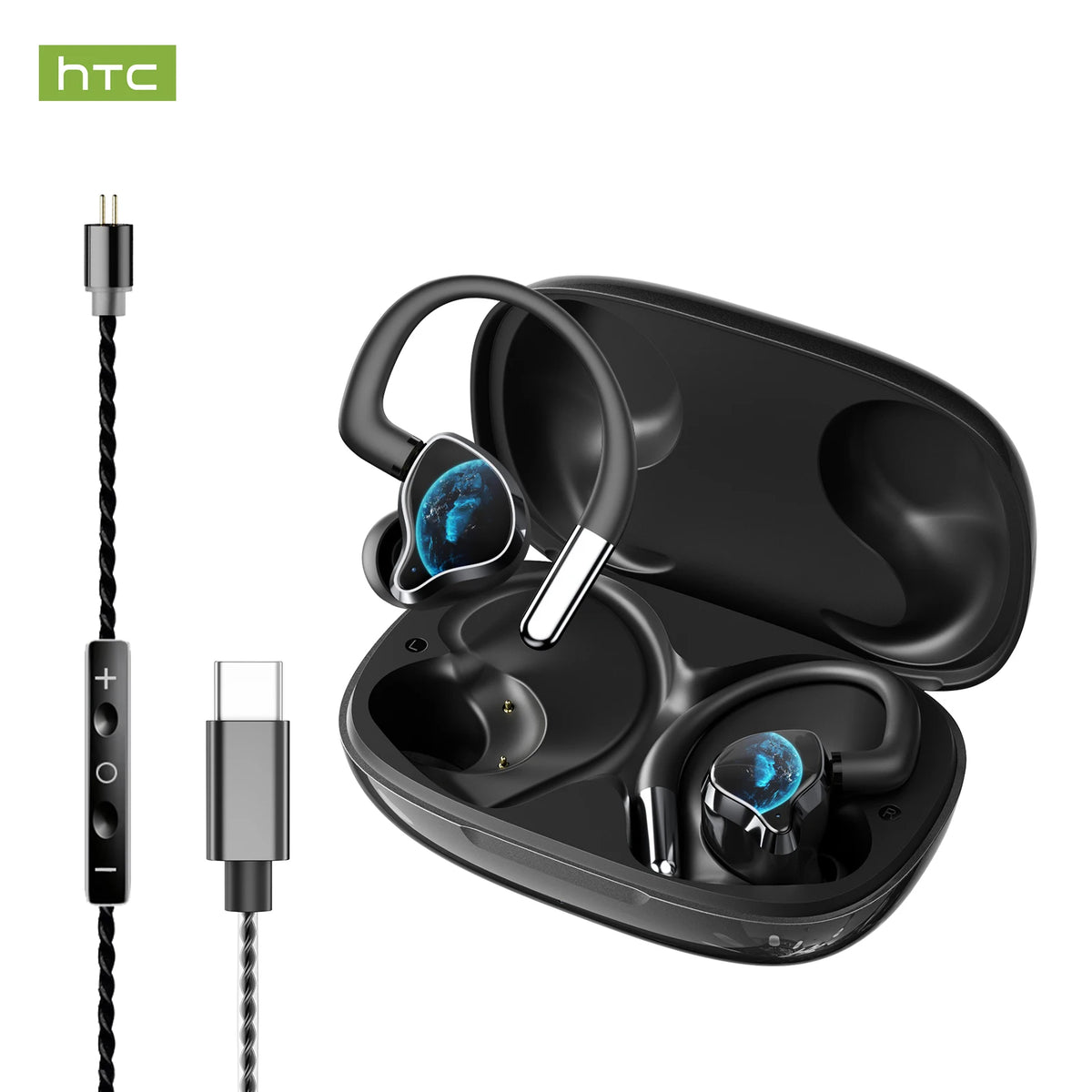Wireless Bluetooth Earbuds HTC NE81 3-in-1 Multi-Mode In-Ear Wired Earphones HiFi Sound HD Call Long Battery Life