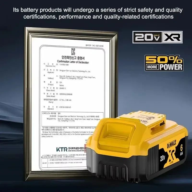 DeWalt 100% Original Battery 20V 6000mAh Li Ion Battery For DCB206 DCB205 DCB204 DCB200 DeWalt Power Tools Battery Air Transport