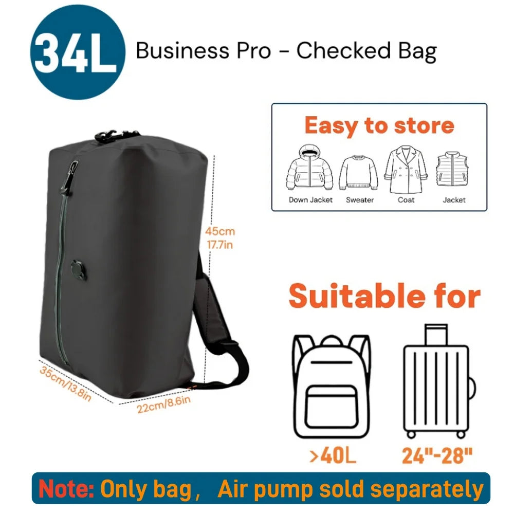 Travel Compression Bags, Waterproof Vacuum Storage Bags for Clothes Suitcase, Space Saving Bag for Travel Moving Essentials