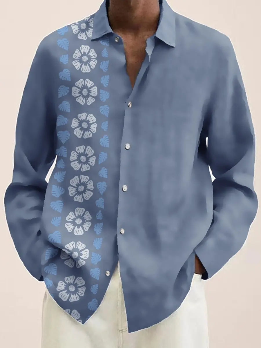 Mens Red Floral Print Long Sleeve Shirt 2023 Fashion Design Luxury Long Sleeve Tops Mens Four Seasons Button Lapel Shirt