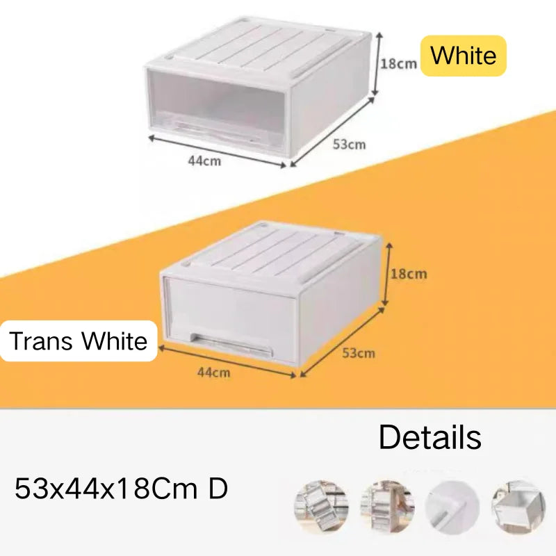 Household Stacking Storage Drawer Boxes Large Capacity Wardrobe Drawer Organizer Plastic Clear Clothes Container With Lids