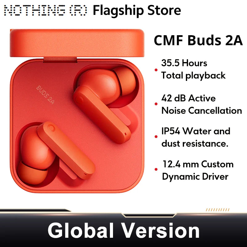 Global Version CMF Buds 2a Up to 31H of Playback Bluetooth 5.4 12.4mm Driver 42dB ANC 4HD Mics IP54