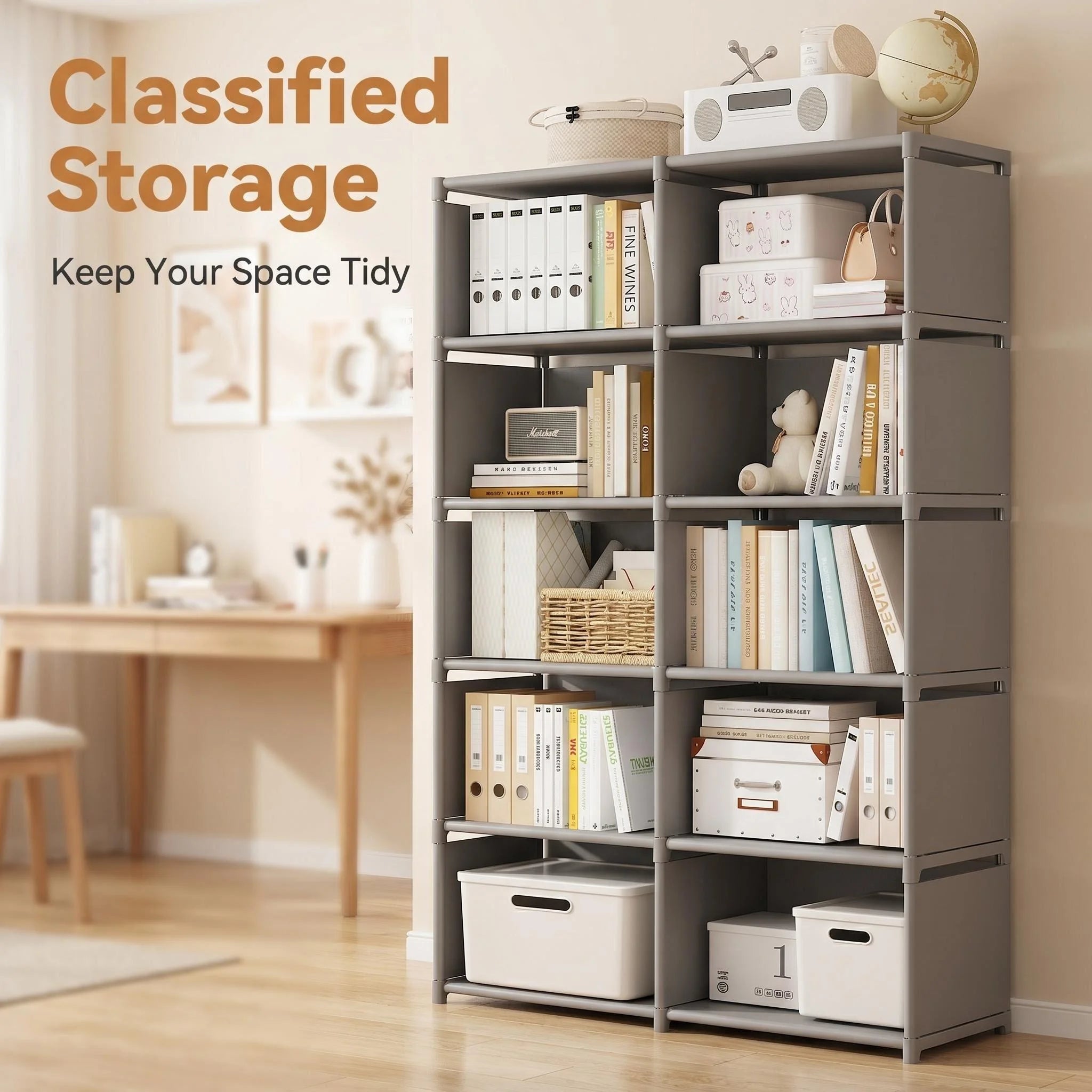 Multi-functional Storage Shelf Easy Assembly Bookshelf Multi-Layer Bookcase Living Room Organizer Rack Sundries Toys Cabinet