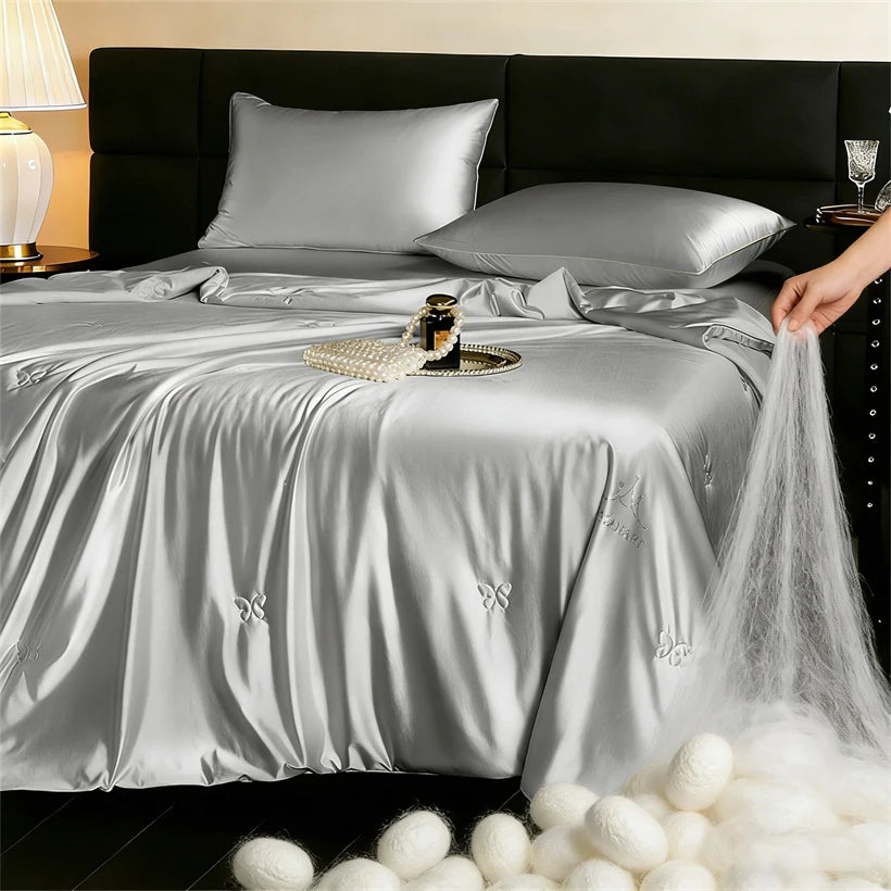 Luxury Mulberry Silk Blanket Summer Quilt Grade A 100% Silk Cooling Blankets Single Double Queen Size Soft Lightweight Comforter
