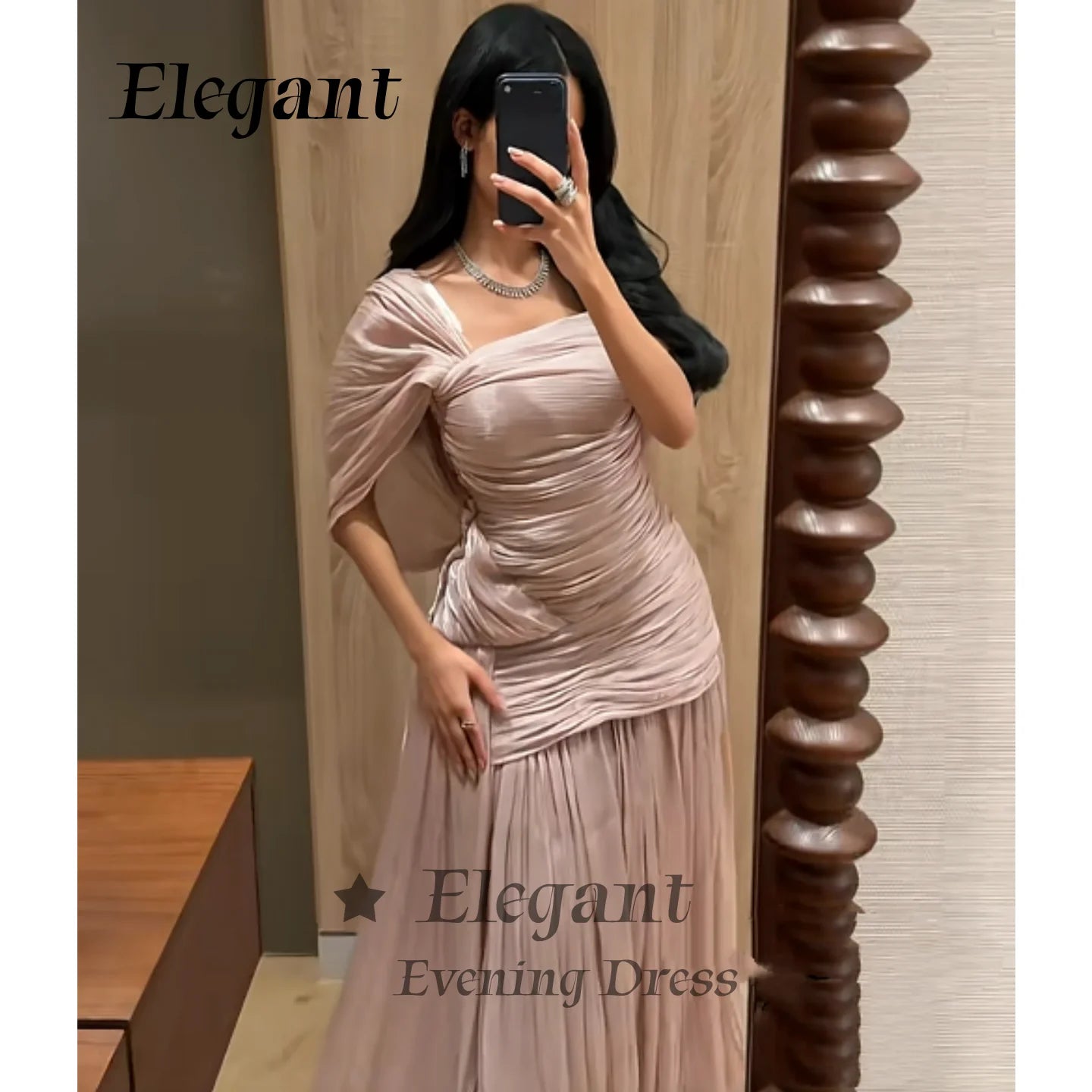 Arabia Dubai Modern Women's Prom Dresses Pink Shimmer Slim Waist Evening Dresses For Events Woman Party Wedding Dress Customized