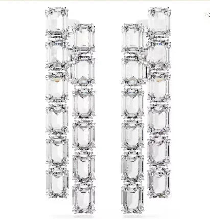 Original white crystal clip earrings, women's fashion trend earrings, jewelry accessories, birthday party gifts