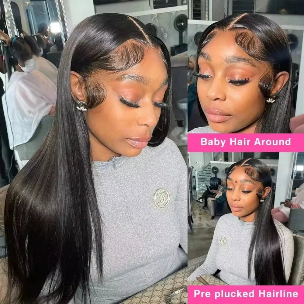 16 42 Inch 13x6 13X4 HD Transparent Straight Lace Frontal Wigs 5x5 Glueless Wear and Go Brazilian Human Hair Wig 250 Density for Women