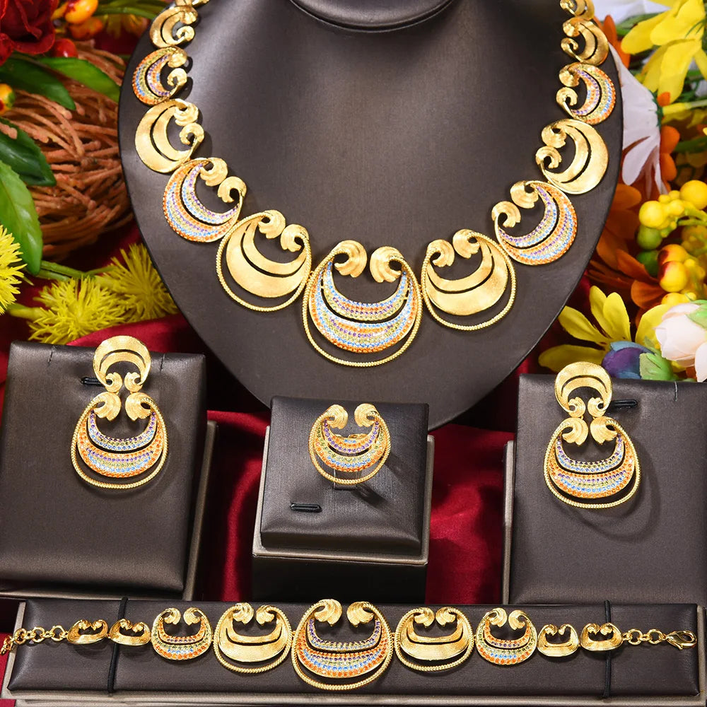 GODKI New Trendy Italy Nigeria 18k Gold Plated Colon Symbol Wedding Jewellery Set Fashion Libya Necklace Jewelry Sets