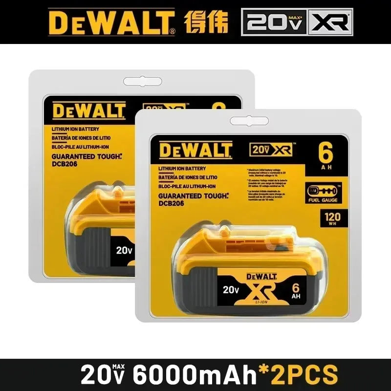 DeWalt 100% Original Battery 20V 6000mAh Li Ion Battery For DCB206 DCB205 DCB204 DCB200 DeWalt Power Tools Battery Air Transport
