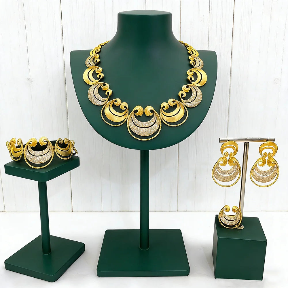 GODKI New Trendy Italy Nigeria 18k Gold Plated Colon Symbol Wedding Jewellery Set Fashion Libya Necklace Jewelry Sets