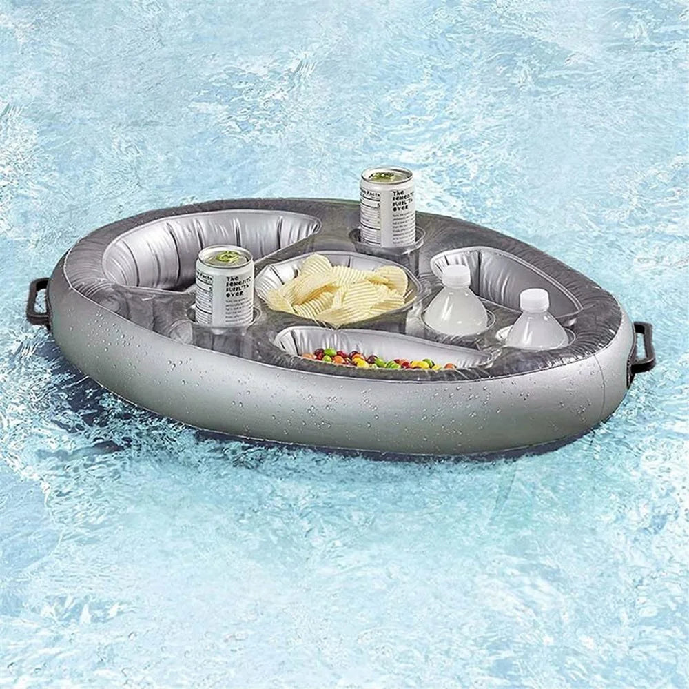 Inflatable Swimming Pool Beer Table Cooler Floating Bar Tray Pool Mattress Water Food Beverage Holder Swimming Accessory