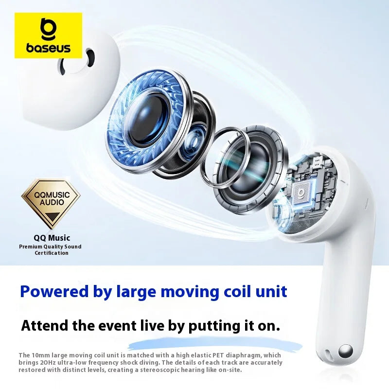 Baseus BS1 Wireless Bluetooth Earphone With 4Mics Noise Reduction Long Battery Life Lightweight Waterproof Sports Earbuds Custom