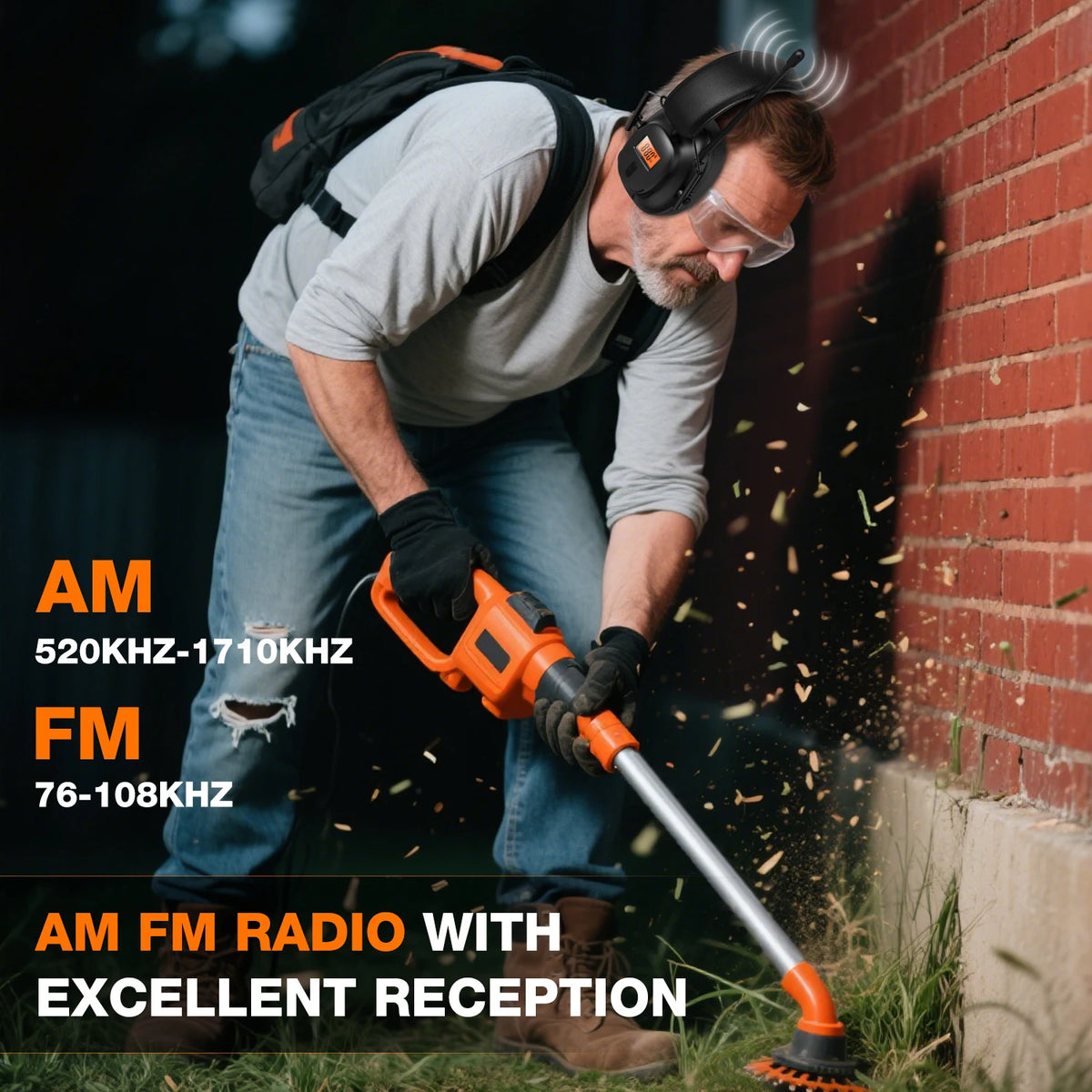 Bluetooth 5.4 AM/FM Radio Headphones with 30dB Ear Protection, 50H Playtime. USB-C Rechargeable. Great for Work & Gifts.