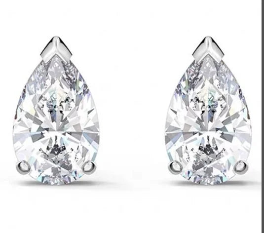 Original white crystal clip earrings, women's fashion trend earrings, jewelry accessories, birthday party gifts