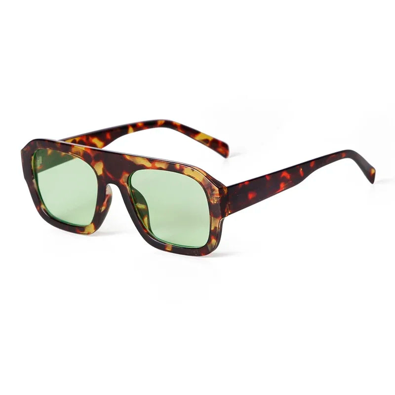 Chic Oversized Women Square Sunglasses Brand Design 2025 Trendy Flat Top Tortoise Shell Blue Lens Sun Glasses Eyewear Female UV
