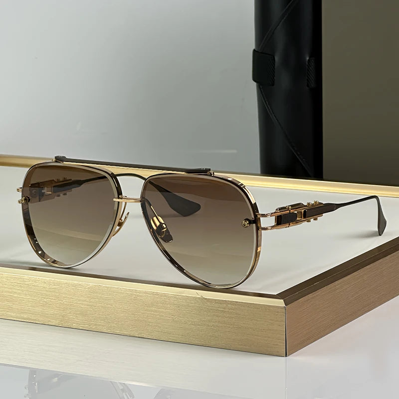 Ins America 281 Big Oversized Style Oval Uv400 Sunglasses Gradient Men and Women Alloy High Quality Punk Eyeglasses with Case