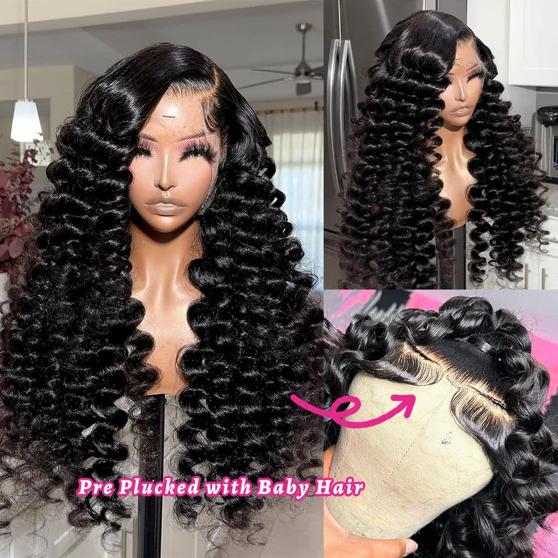 Deep Wave 13x6 Lace Front Human Hair Wig 30 40 Inches Brazilian Water Deep Wave 13x4 HD Lace Frontal Wig Curly Wigs For Women