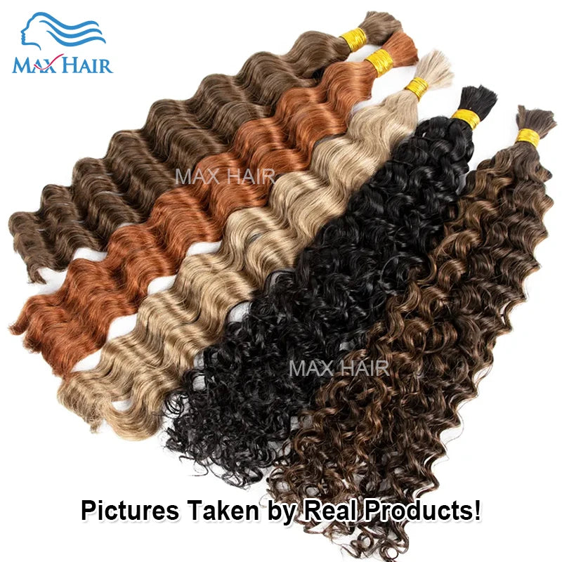 Cuticle Aligned Loose Deep Wave Bulk Human Hair For Braiding Unprocessed No Weft Raw Indian Bundles Human Hair Bulk Extensions