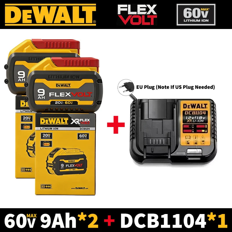 Dewalt 20V/60V 9Ah FlexVolt Lithium Ion Battery Dual Volt 180Wh Replacement Tool Battery Charger Combo Available DCB609 DCB606