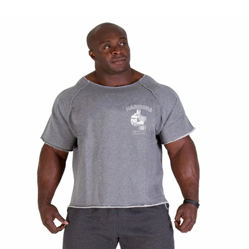 Men's T-shirt Men Running Sport T Shirt Men Loose Fitness Tops Tee Cotton Oversized Training Gym Sport Running Shirts Jersey