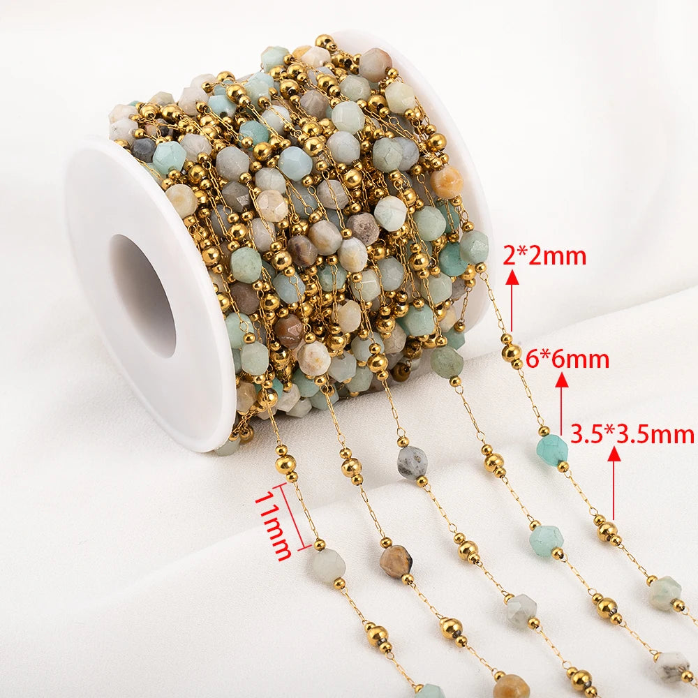 0.5 Meter 1 Meter Stainless Steel Irregular Stone Beaded Chain for DIY Boho Necklaces Handmade Bracelets Jewelry Making Supplies