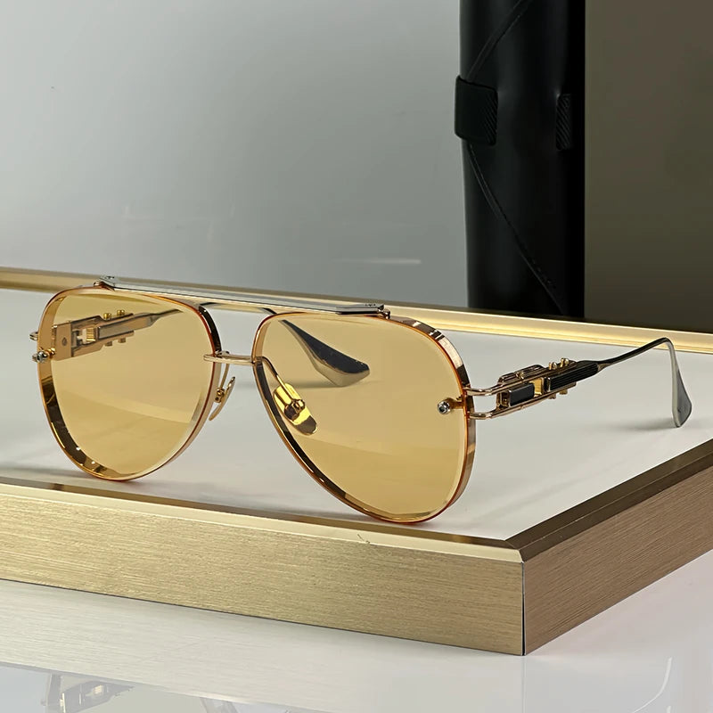 Ins America 281 Big Oversized Style Oval Uv400 Sunglasses Gradient Men and Women Alloy High Quality Punk Eyeglasses with Case