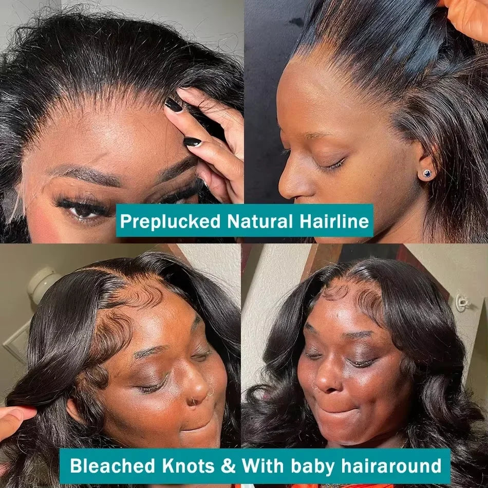 100% Human Hair 13x6 Lace Frontal Wigs Body Wave HD 13x4 Lace Front Wig Black Loose Water 30 40 Inch Black