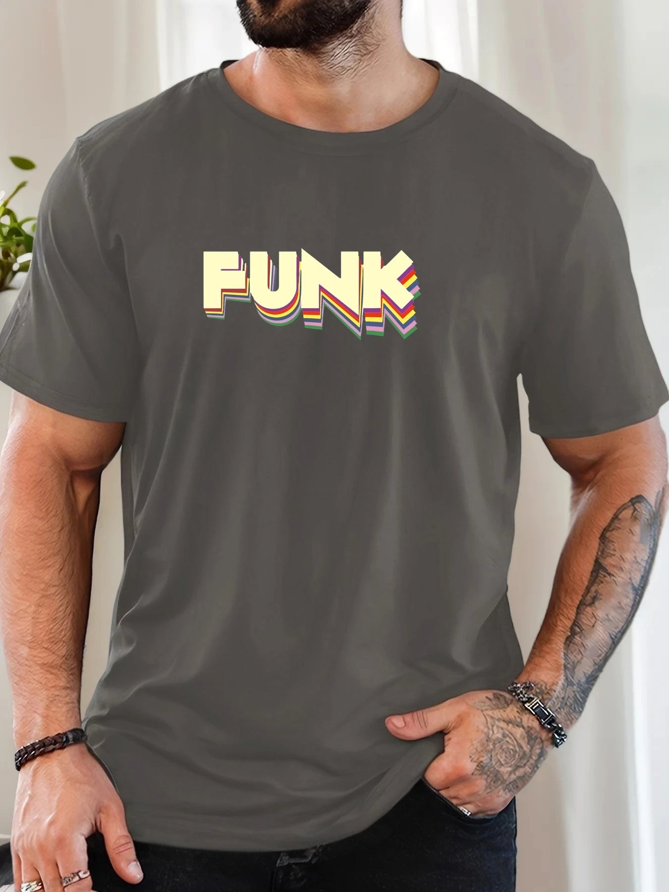 Men's T-Shirt 2025 New Arrival Retro Funk Graphic Vibrant 3D Typography Colorful Print Stylish Top Daily Casual
