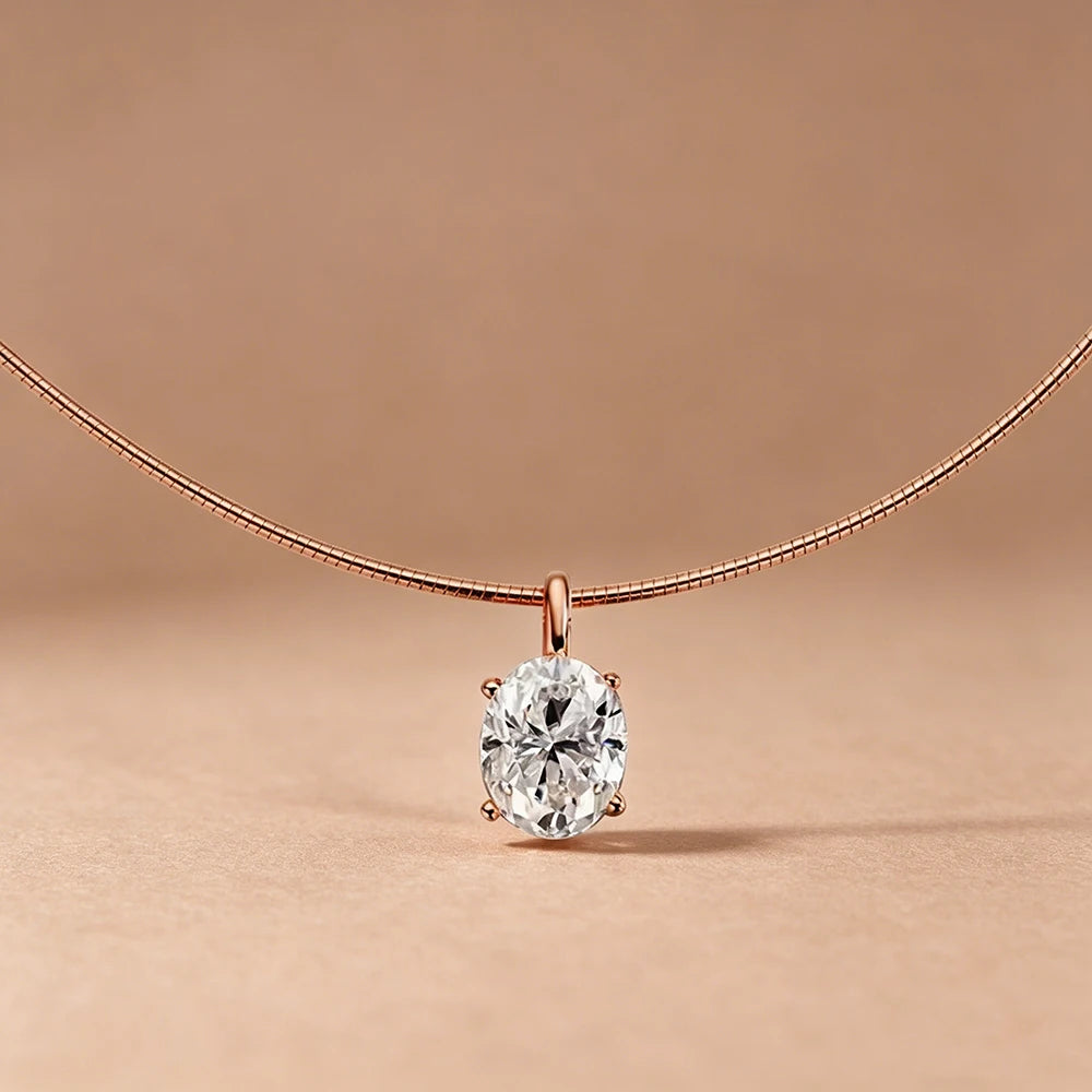 BXINY 3-5carat Oval Cut Moissanite Collar Choker Necklace 100% S925 Silver Solitaire Diamond Pendant NeckChain Gift Fine Jewelry