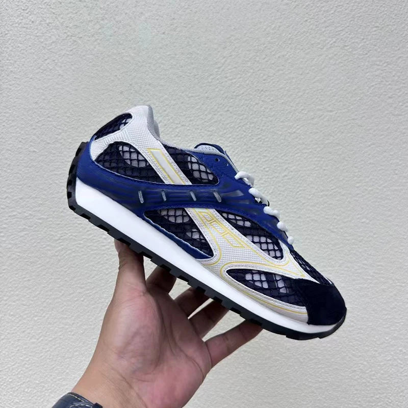 Street Fashion Top Qualitty Sneakers For Mens Hollow Air Mesh Laces Casual Shoes Unisex Genuine Leather Patchwork Tenis Feminino