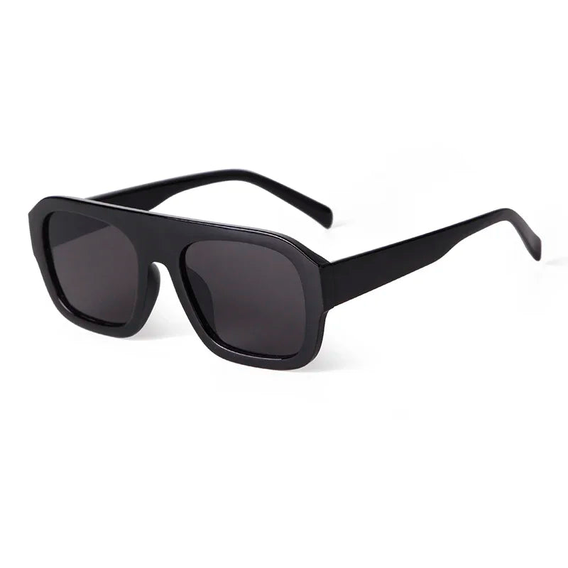 Chic Oversized Women Square Sunglasses Brand Design 2025 Trendy Flat Top Tortoise Shell Blue Lens Sun Glasses Eyewear Female UV