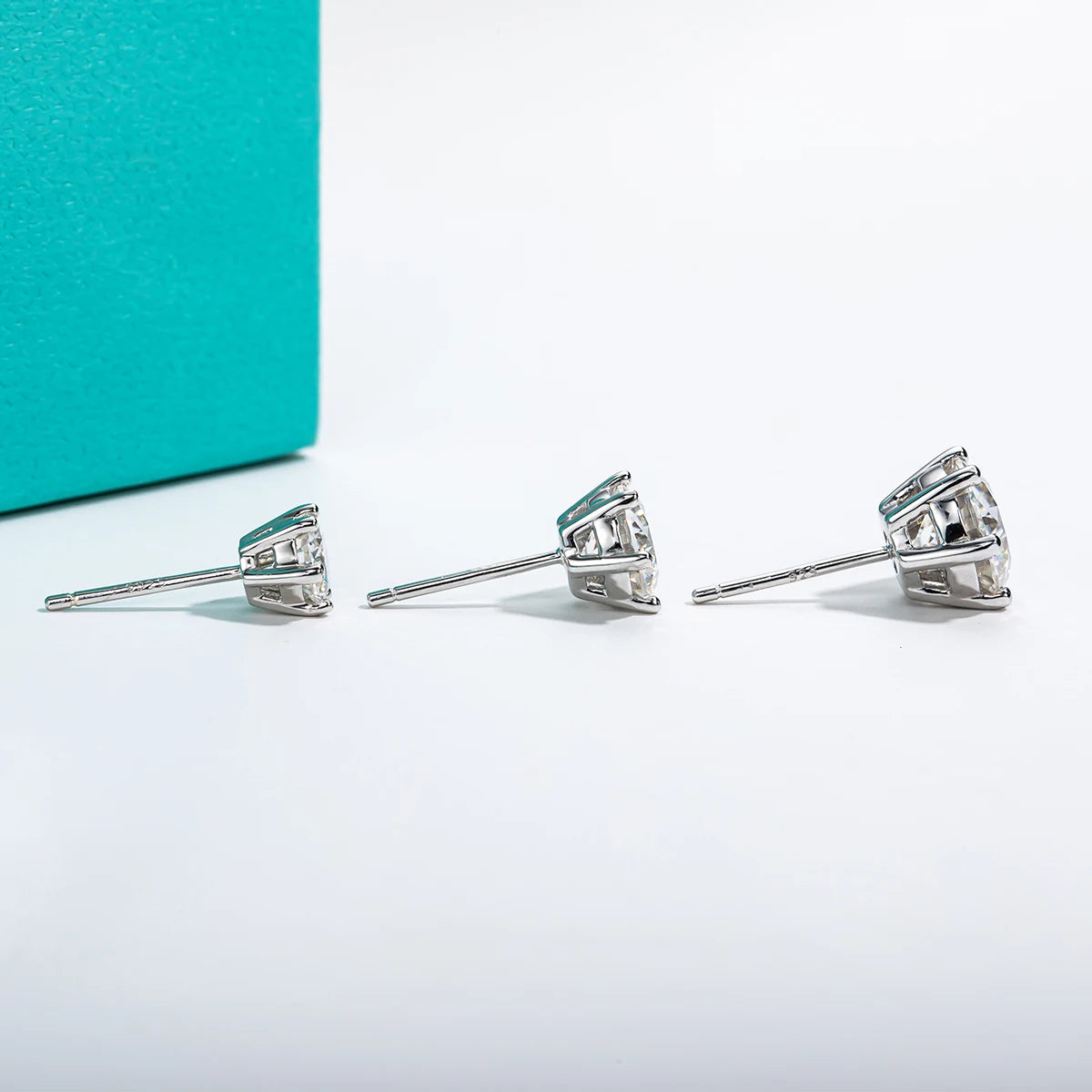 AnuJewel 4/2/1ct Total Moissanite Stud Earrings 925 Sterling Silver Certificate Moissanite Earrings Jewelry Making Supplies