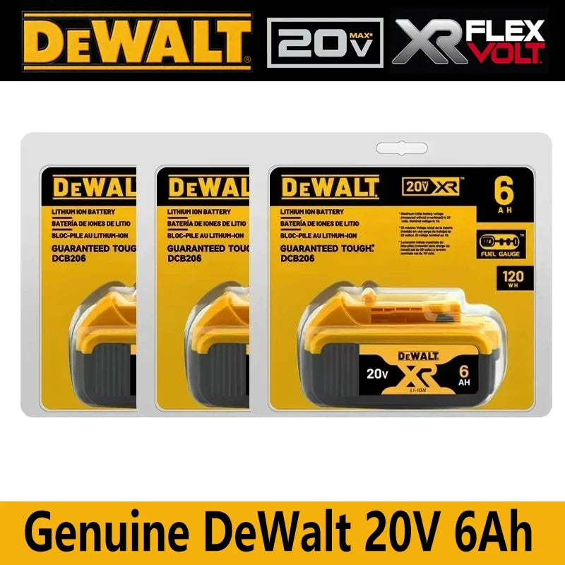 DeWalt 100% Original Battery 20V 6000mAh Li Ion Battery For DCB206 DCB205 DCB204 DCB200 DeWalt Power Tools Battery Air Transport