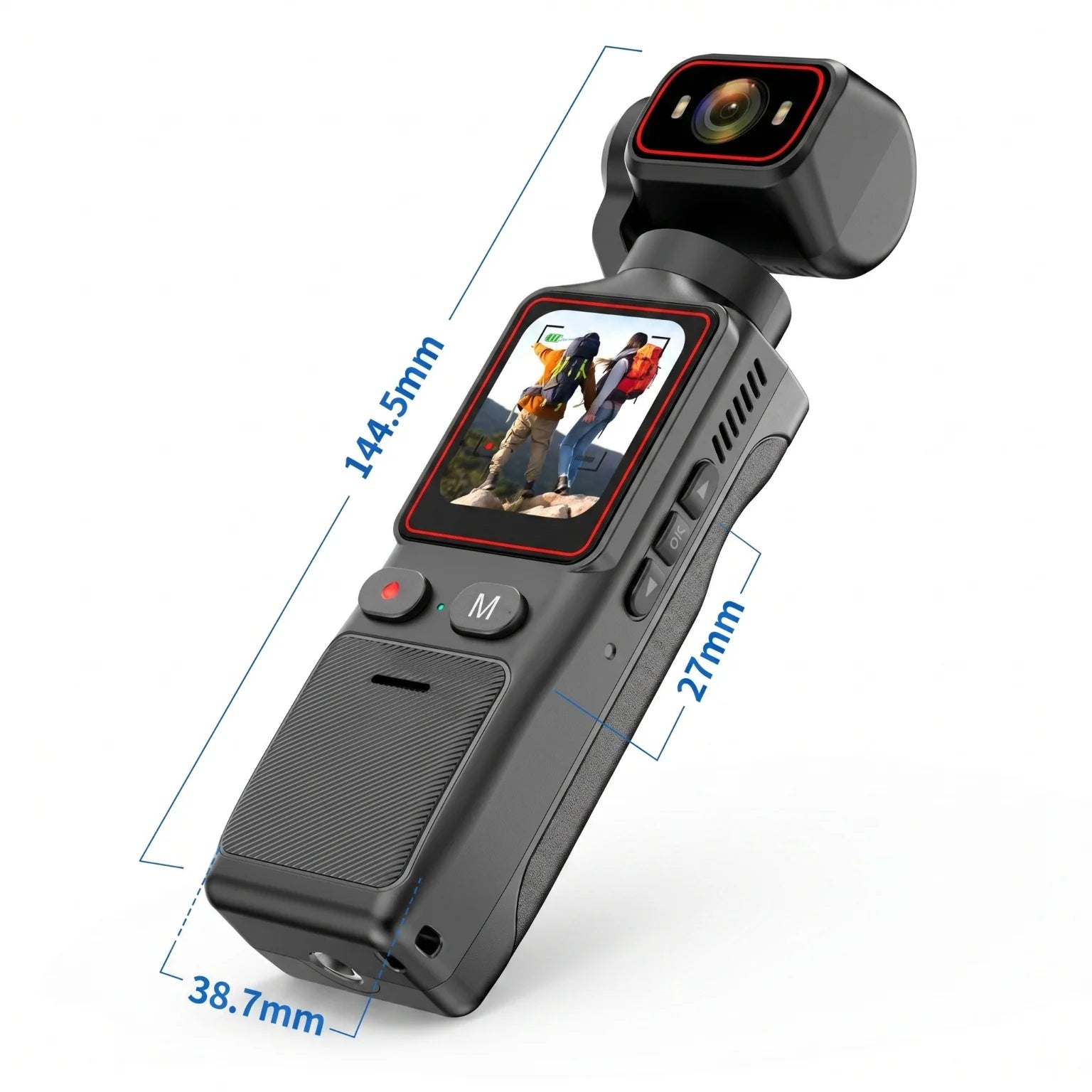 Mini 2.7K Action Camera 180° Rotate WiFi Pocket Vlog Camera 6 Hours Long Life EIS Anti Shake Sport Cam for Motorcycle Travel Recording
