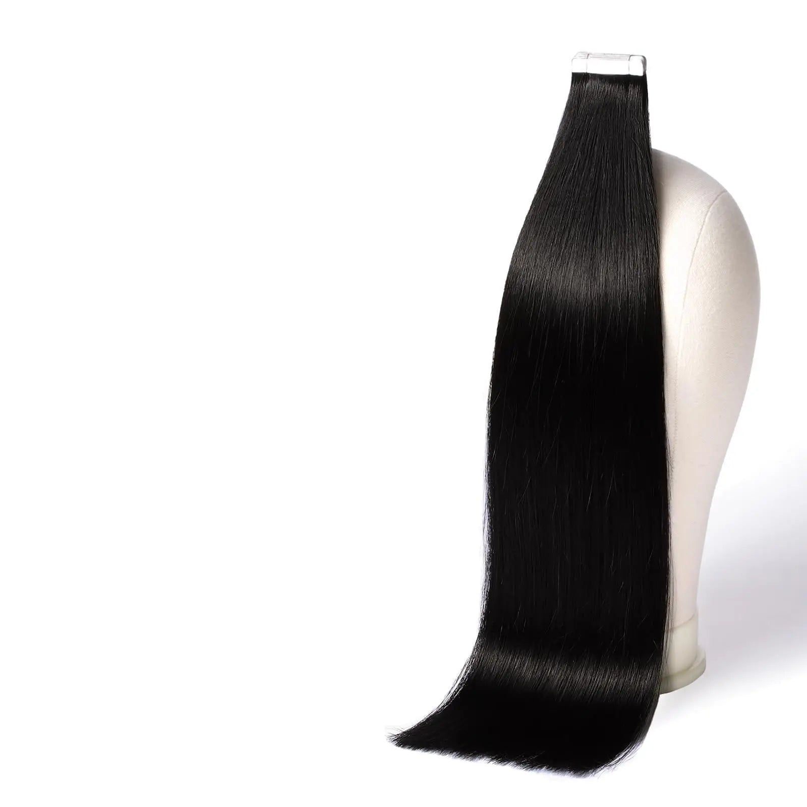 Tape in Hair Extensions Real Human Hair 18 Inches Seamless Straight Invisible Double Sided Tape in Hair Extensions #1B