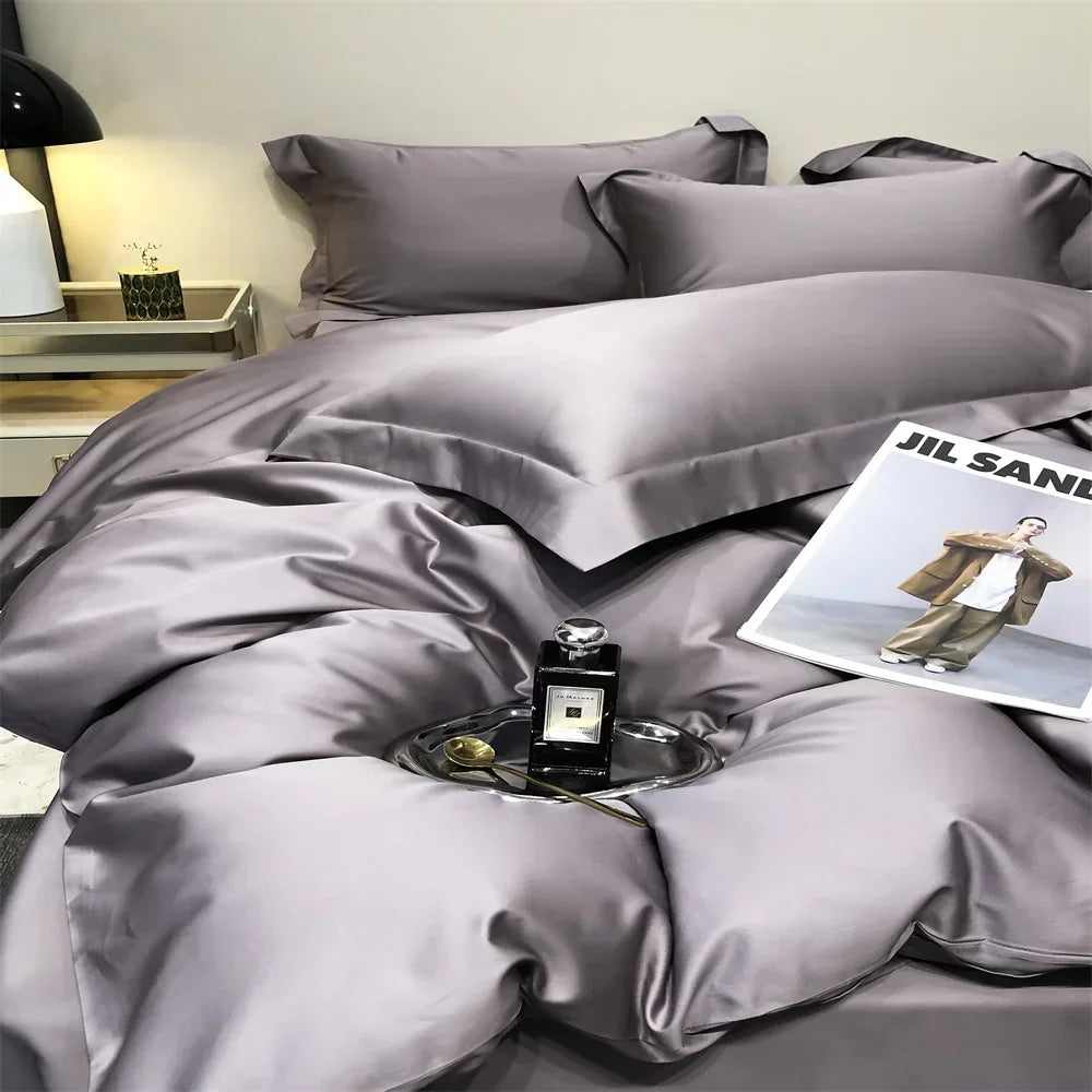 Svetanya Pure Egyptian Cotton Bedding Sets Bed Linens Solid Color Sheet Pillowcase Duvet Cover Queen King Underwear
