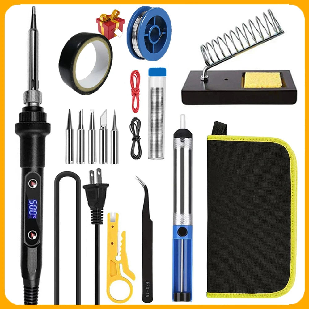 2025 Electric Soldering Iron 80W LCD Digital Display 180-500 Adjustable Replaceable Head Soldering Iron Tin Pen Welding Kit