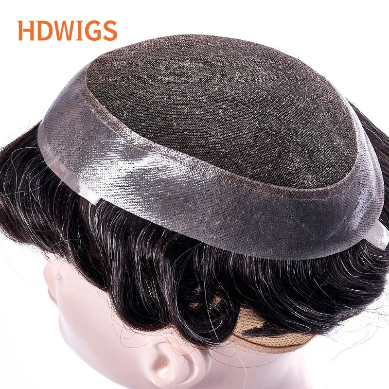 Men Toupee Capillary Prothesis Lace PU Indian Human Hair Wig for Man Australia Toupee Hairpiece Natural Hair System Durable Wigs
