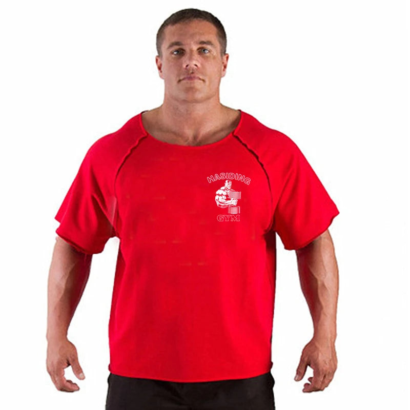 Men's T-shirt Men Running Sport T Shirt Men Loose Fitness Tops Tee Cotton Oversized Training Gym Sport Running Shirts Jersey