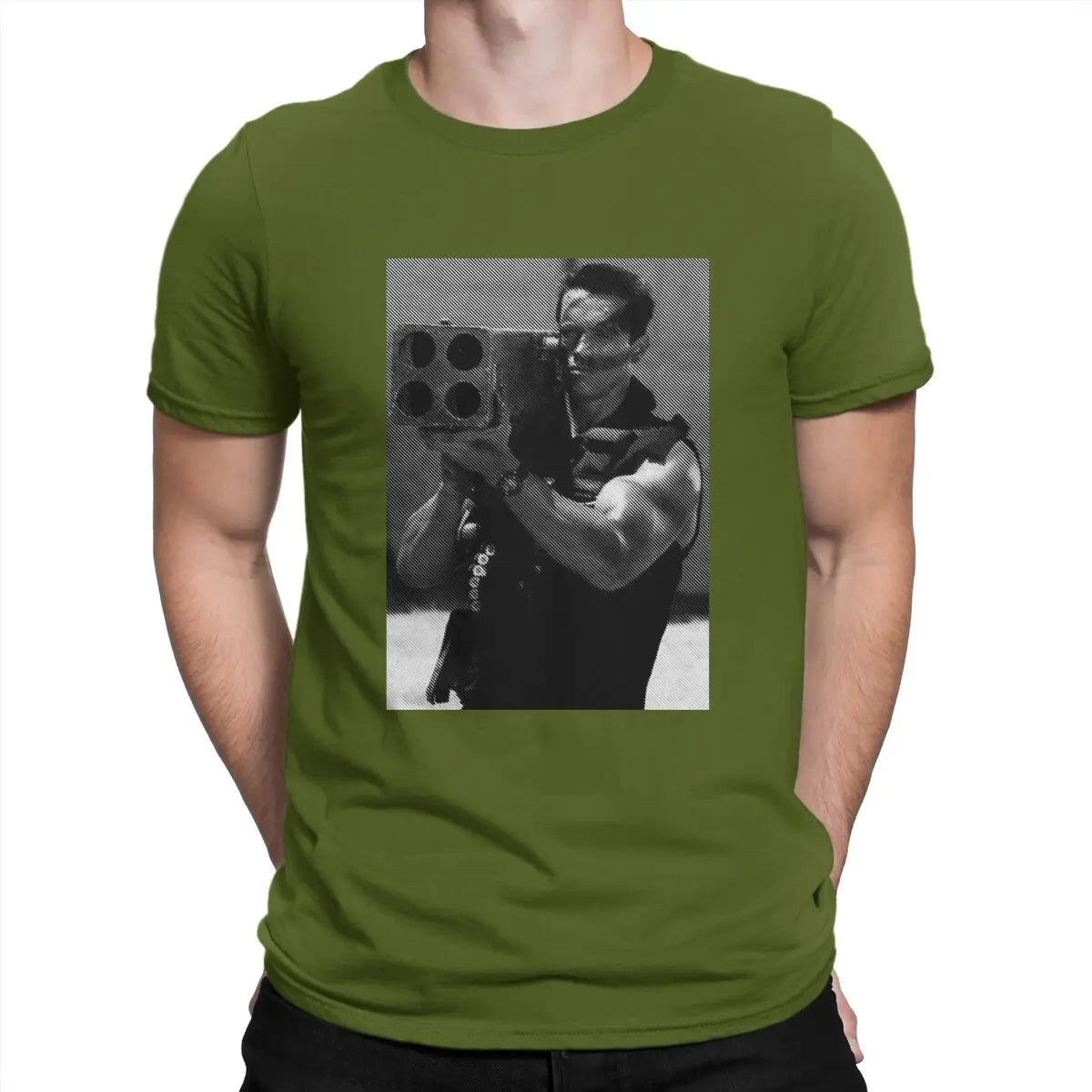 Men T-Shirts commando Novelty Pure Cotton Tees Short Sleeve Arnold Schwarzenegger T Shirt Round Neck Clothing Birthday Present