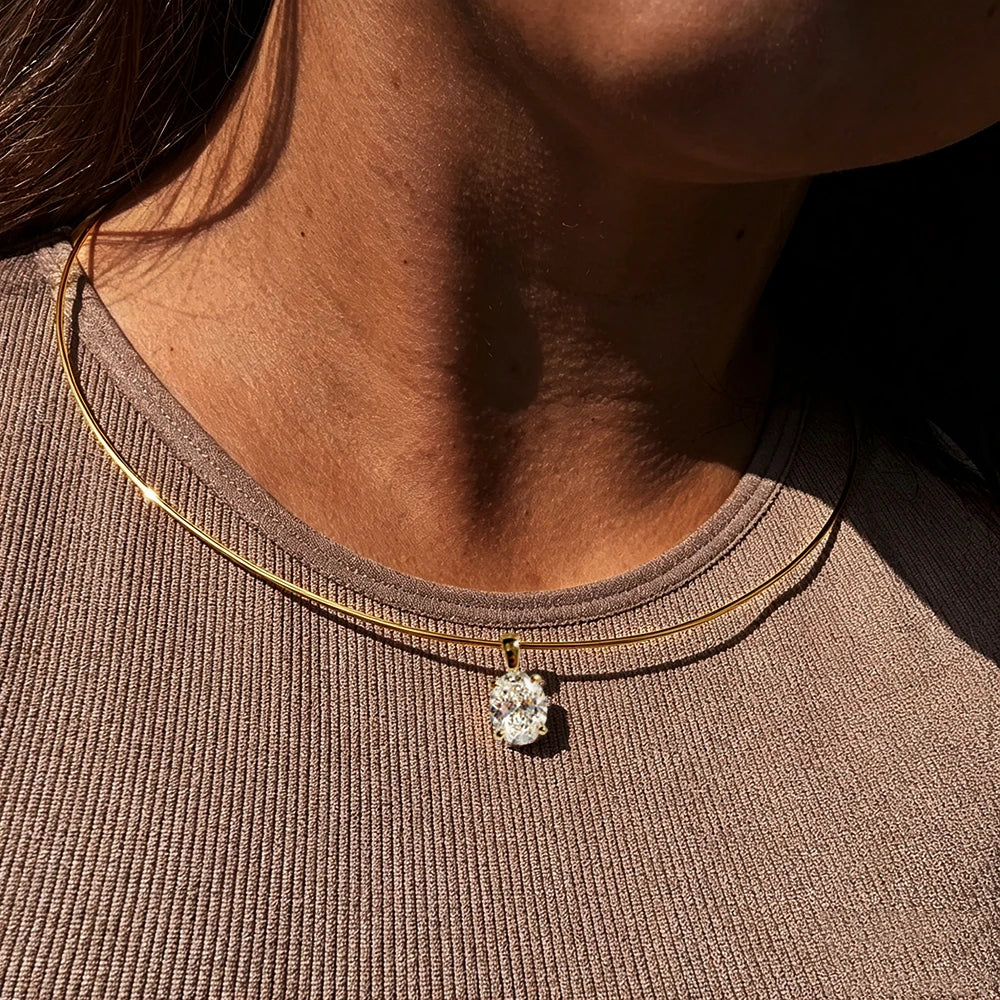 BXINY 3-5carat Oval Cut Moissanite Collar Choker Necklace 100% S925 Silver Solitaire Diamond Pendant NeckChain Gift Fine Jewelry